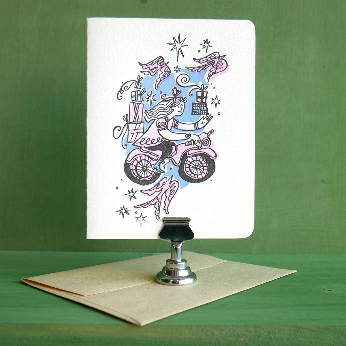 Motorcycle Merry Christmas Letterpress Card