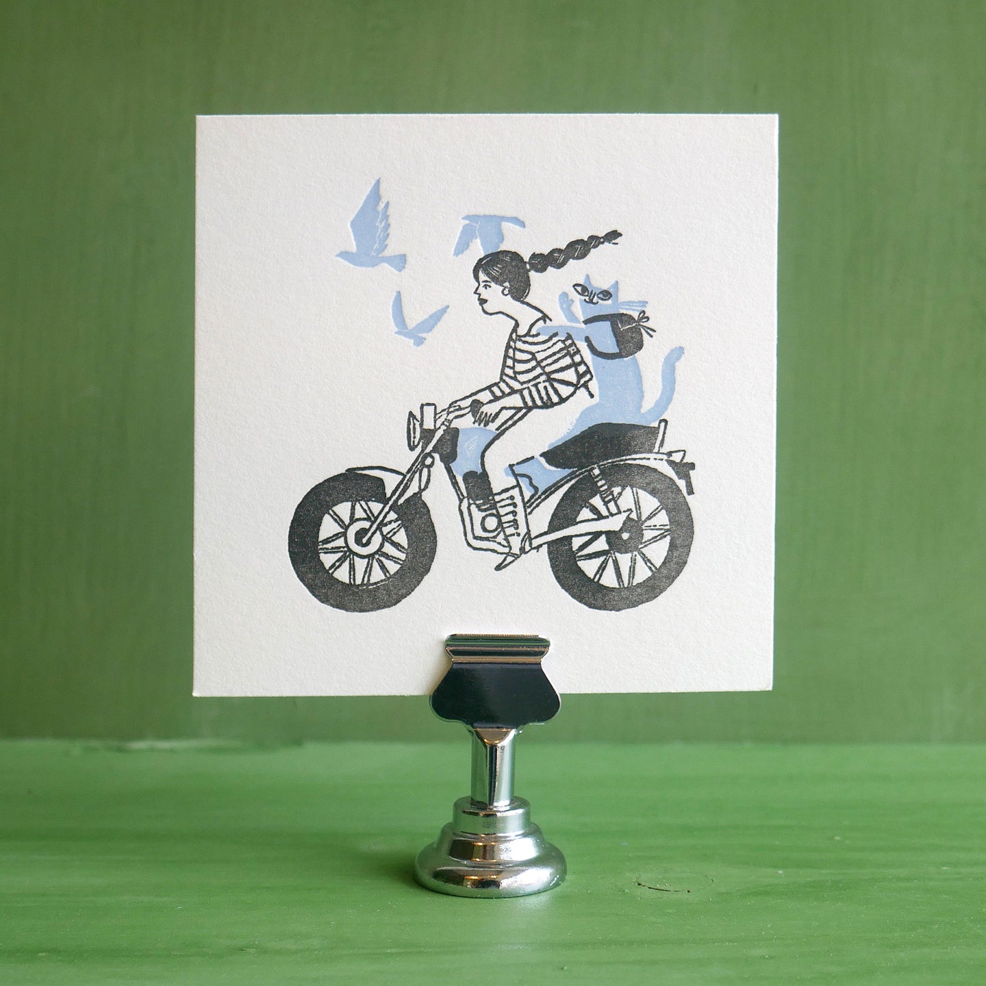 Moto Cat Mini Letterpress Print